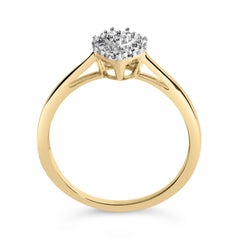 10K Yellow Gold 1/10 Cttw Diamond Heart and Halo Promise Ring