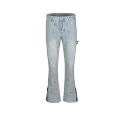 Men's Wide Leg Zip-Up Tie-Up Jeans