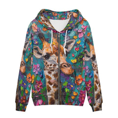PinUp Angel Cute Giraffe Print Zip Up Hoodie for Women Hoodies Graphic Sweatshirt Casual Jacket Streetwear for Teen Girls Fall Clothes