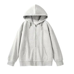 Jielur Solid Color Comfortable Women's Zip-Up Hoodie