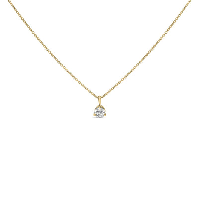14K Yellow Gold 3/8 Cttw 3 Prong Martini Set Round Diamond Solitaire Pendant Necklace (G-H Color, SI2-I1 Clarity) - 18