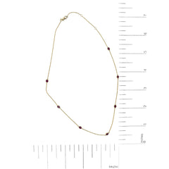 14K Yellow Gold Bezel Set 4x3 mm Oval Red Ruby Station Necklace - 18 Inches