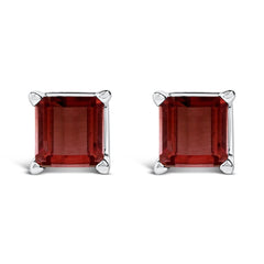 14K Gold 5x5MM Princess Cut Gemstone Solitaire Stud Earrings
