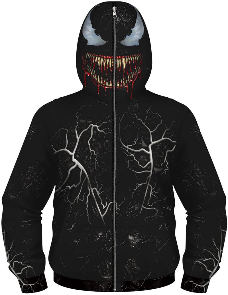 TAKUSHI HF Zip Up Boys 3D Printed Superhero Mask Costume Hoodies Hooded Sweatshirt 7-12Y(VEN2M)