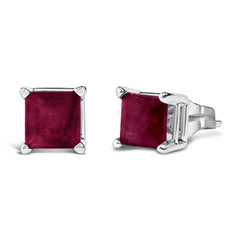 14K Gold 5x5MM Princess Cut Gemstone Solitaire Stud Earrings