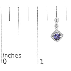10K White Gold Blue Purple Tanzanite and Diamond Halo Cushion Shaped Drop Earrings (I-J Color, I1-I2 Clarity)
