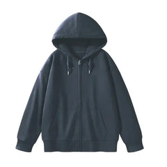 Jielur Solid Color Comfortable Women's Zip-Up Hoodie