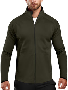Zengjo Track Jacket Zip Up Lightweight(Dark OliveXXL)