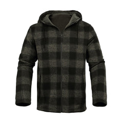 Bellnorth Mens Fleece Jacket Plaid Hoodies Sherpa Zip Up Winter Work Warm Sweatshirts(charcoalm)
