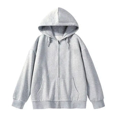 Jielur Solid Color Comfortable Women's Zip-Up Hoodie