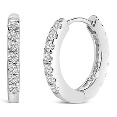 10K Gold 1/4 Cttw Diamond Double Sided Huggie Hoop Earrings