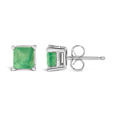 14K Gold 5x5MM Princess Cut Gemstone Solitaire Stud Earrings