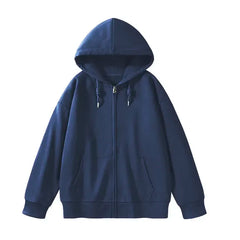 Jielur Solid Color Comfortable Women's Zip-Up Hoodie