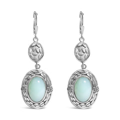 .925 Sterling Silver Chalcedony Diamond Accent Drop and Dangle Earring (K-L Color, I1-I2 Clarity)