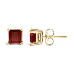 14K Gold 5x5MM Princess Cut Gemstone Solitaire Stud Earrings