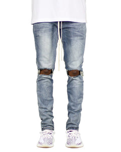 Trendy Big Ripped Men's Lace-Up Zip Jeans