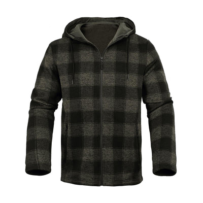 Bellnorth Mens Fleece Jacket Plaid Hoodies Sherpa Zip Up Winter Work Warm Sweatshirts(charcoalm)