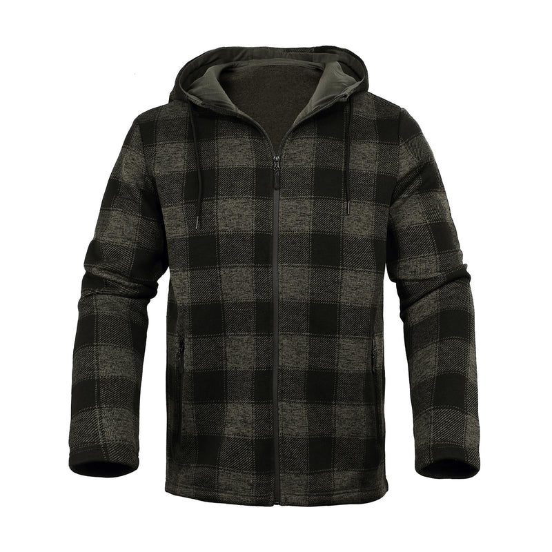 Bellnorth Mens Fleece Jacket Plaid Hoodies Sherpa Zip Up Winter Work Warm Sweatshirts(charcoalm)