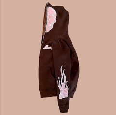 Halloween Print Zip-Up Cardigan Sweatshirt