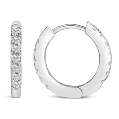 10K Gold 1/4 Cttw Diamond Double Sided Huggie Hoop Earrings
