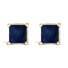14K Gold 5x5MM Princess Cut Gemstone Solitaire Stud Earrings
