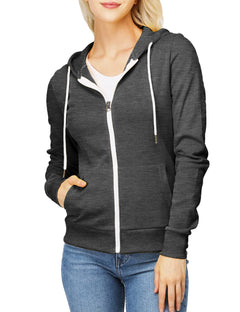 OSABASA Womens Slim Fit Zip Up Lightweight Long Sleeve Hoodies CHARCOAL US M (OSCWOHOL030)