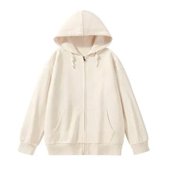 Jielur Solid Color Comfortable Women's Zip-Up Hoodie