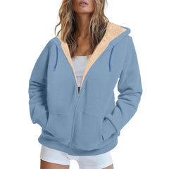 Winter Sherpa Zip-Up Hoodie for Women XXXXL