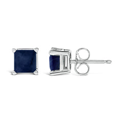 14K Gold 5x5MM Princess Cut Gemstone Solitaire Stud Earrings