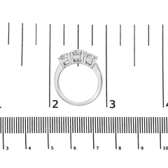 14K White Gold 2.00 Cttw Lab Grown Diamond 3 Stone Ring Band (F-G Color, VS1-VS2 Clarity)