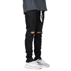 Trendy Big Ripped Men's Lace-Up Zip Jeans