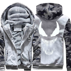 Men's Camouflage Printed Zip-Up Hoodie with Lining