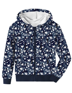 JEteenapex Girls/Boys Zip Up Hoodie Fall Winter Sweatshirt Soft Printed National Flag Day Jacket with Front Pockets star 130