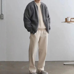 Men's Cozy Zip-Up Funnel Neck Cardigan