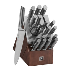 HENCKELS Graphite 20-pc Self-Sharpening Knife Set with Block Chef Knife Paring Knife Utility Knife Bread Knife Steak Knife Brown Stainless Steel