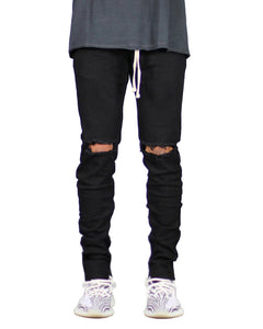 Trendy Big Ripped Men's Lace-Up Zip Jeans
