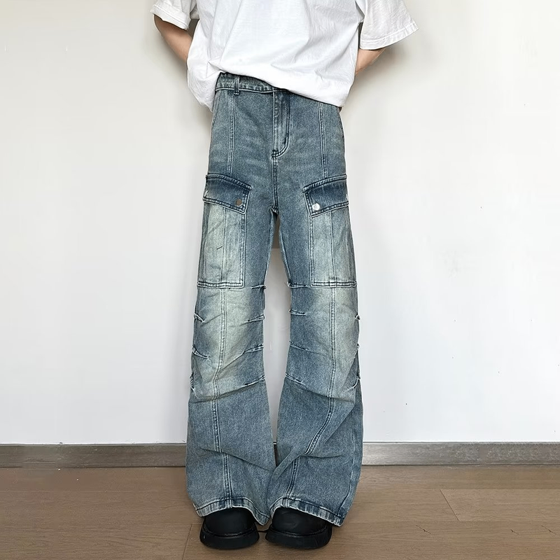 High Street Zip-up Cargo Jeans for Men