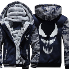 Men's Camouflage Printed Zip-Up Hoodie with Lining