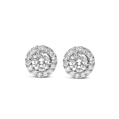 14K White Gold 3.0 Cttw Lab-Grown Diamond Hidden Halo Stud Earrings