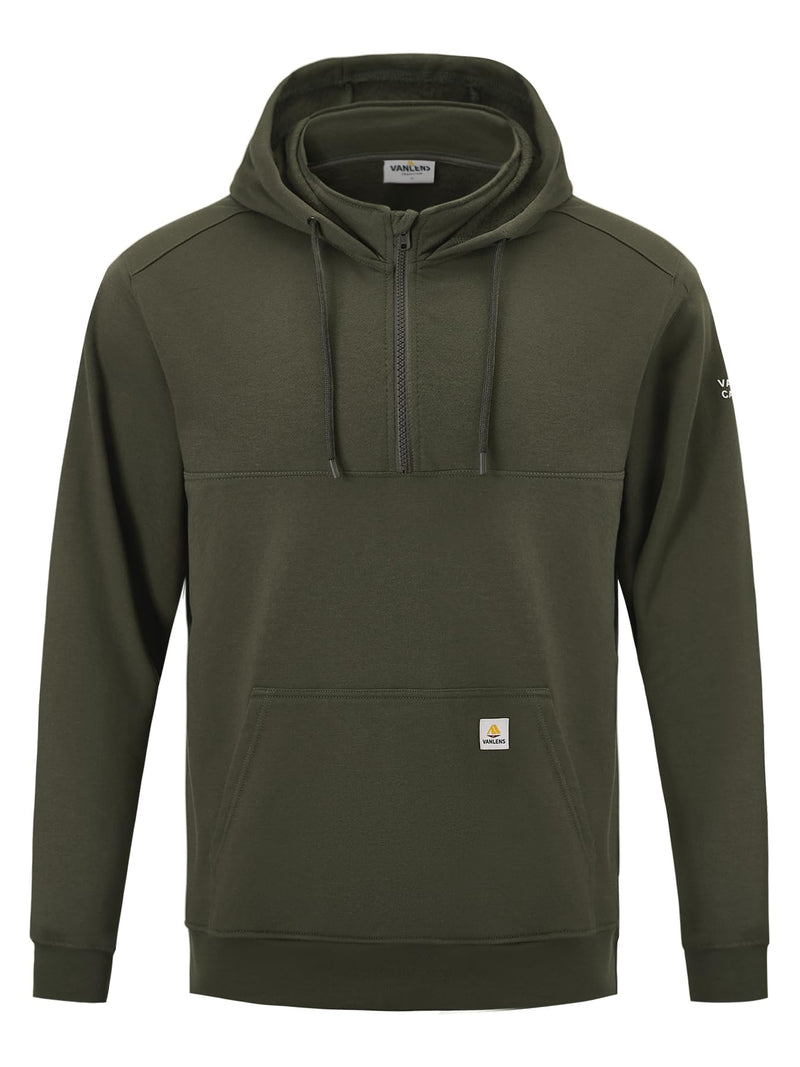 VANLENS FR Hoodies for Men 10.5oz Quarter-Zip Heavyweight FR Sweatshirt Mens Flame Resistant Hoodies