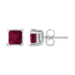 14K Gold 5x5MM Princess Cut Gemstone Solitaire Stud Earrings