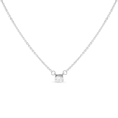 14K White Gold 1/4 Cttw Lab Grown Oval Solitaire Diamond East West 18
