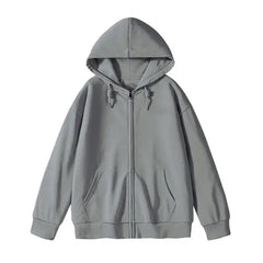 Jielur Solid Color Comfortable Women's Zip-Up Hoodie