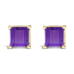 14K Gold 5x5MM Princess Cut Gemstone Solitaire Stud Earrings