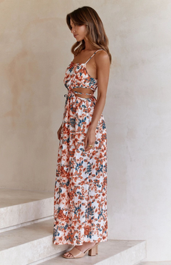 Printed Lace-Up Cutout Dress