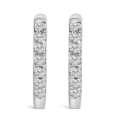 10K Gold 1/4 Cttw Diamond Double Sided Huggie Hoop Earrings