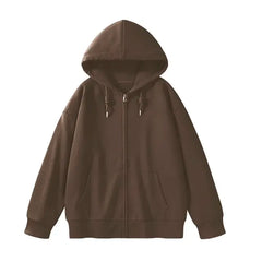 Jielur Solid Color Comfortable Women's Zip-Up Hoodie