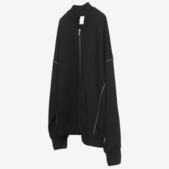 Zip-Up Solid Color Crew Neck Sweatshirt