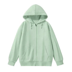 Jielur Solid Color Comfortable Women's Zip-Up Hoodie