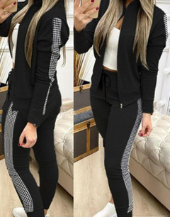 Mesh Patchwork Checkerboard Zip-Up Jacket